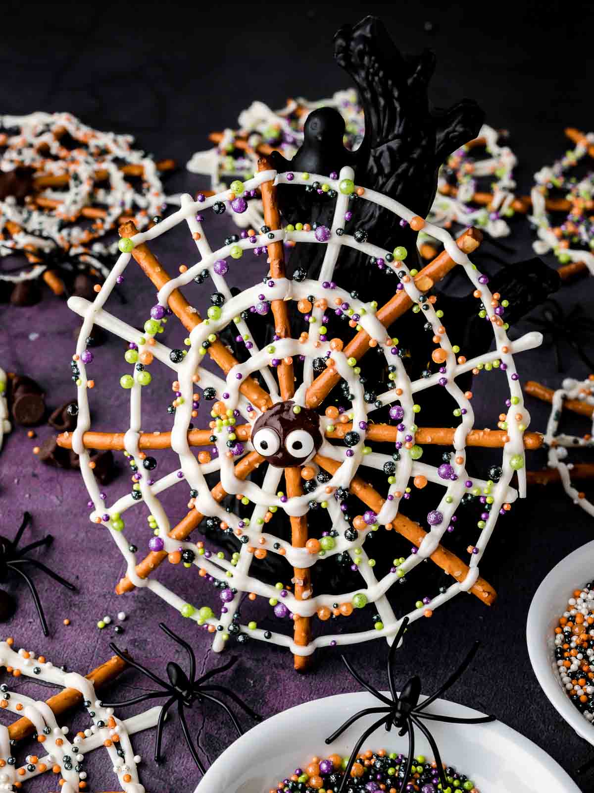 Pretzel Spider Webs - Recipe photo by Tessies Table