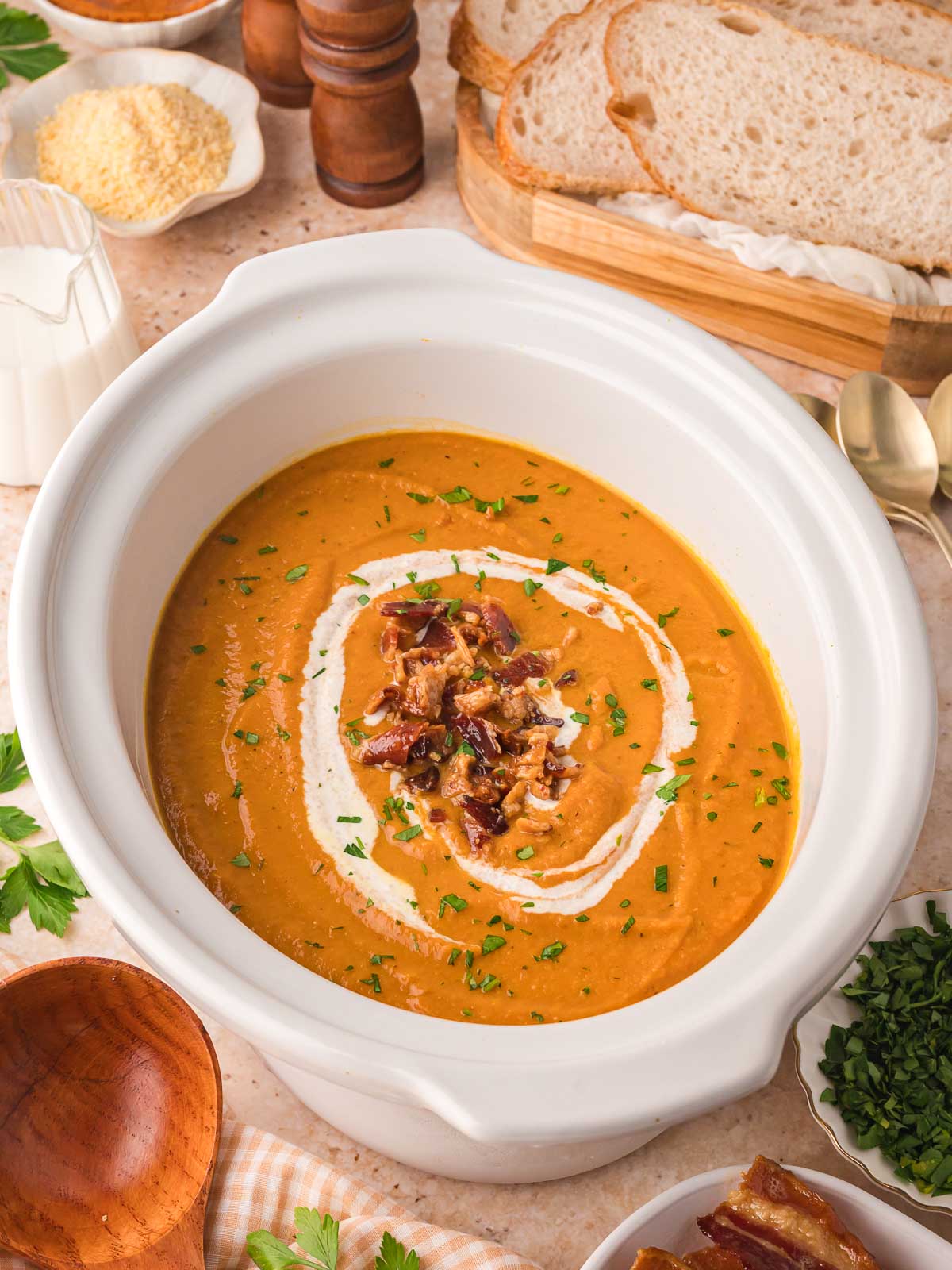 Slow Cooker Pumpkin Soup - Recipe photo by Tessies Table
