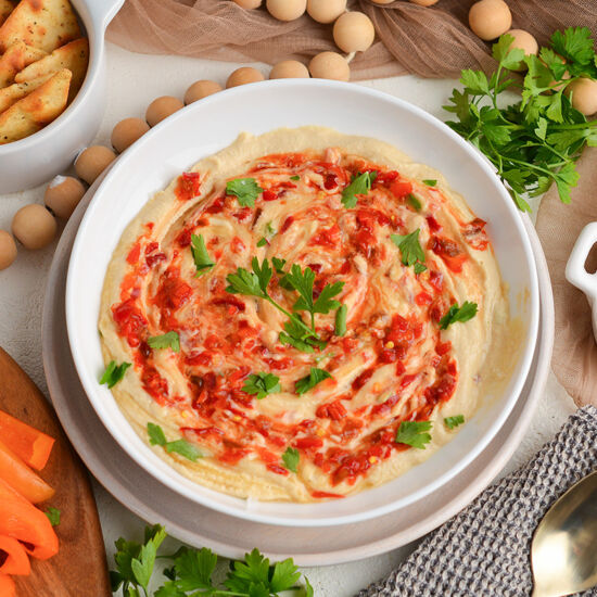 Hot Honey Hummus - Recipe photo by savoryexperiments