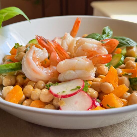 Shrimp and Chickpea Salad - Recipe photo by the good eats co