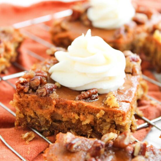 Pumpkin Pecan Pie Bars - Recipe photo by SplashofTaste