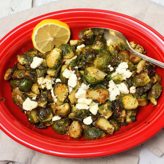 Roasted Brussels Sprouts with Feta - Recipe photo by PalatablePastime