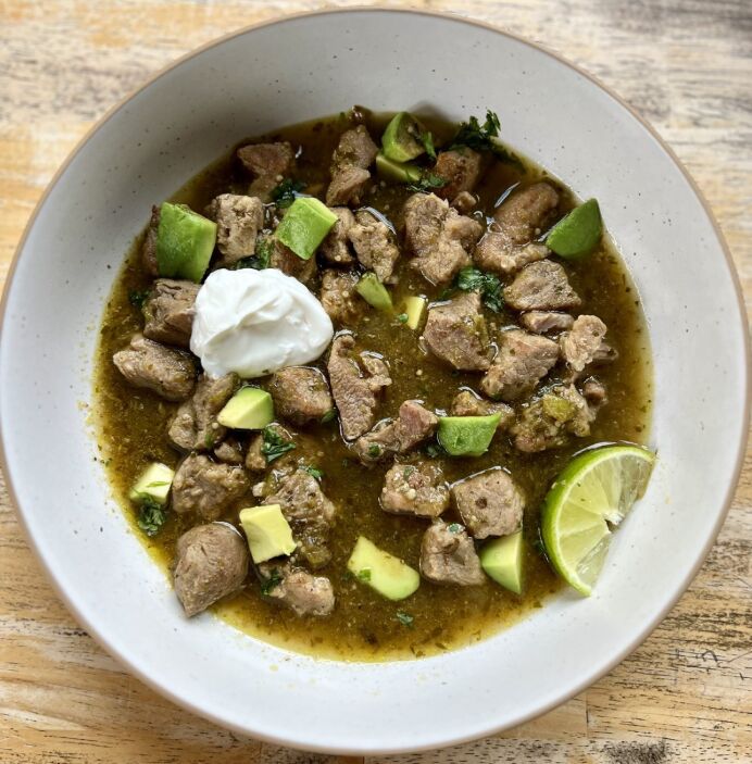 Chili Verde - Recipe photo by thewholesomespoonblog