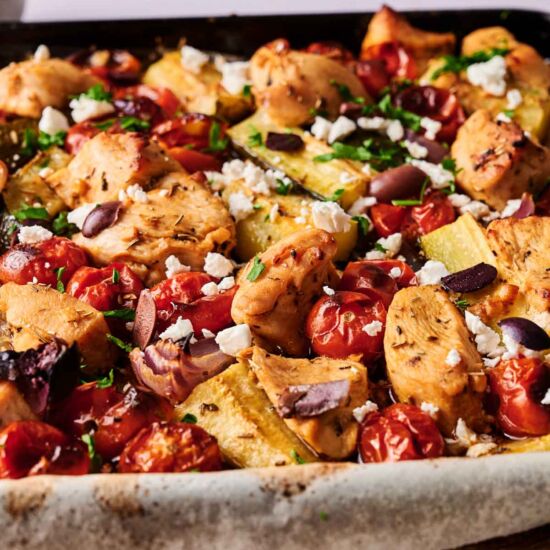 Easy Greek Sheet Pan Chicken - Recipe photo by SplashofTaste