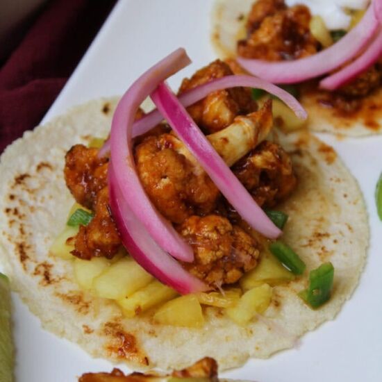 Spicy Air Fryer Cauliflower Tacos - Recipe photo by thecandidcooks