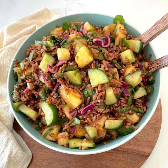 Pineapple Cucumber Red Rice Salad - Recipe photo by MaximalistVegan