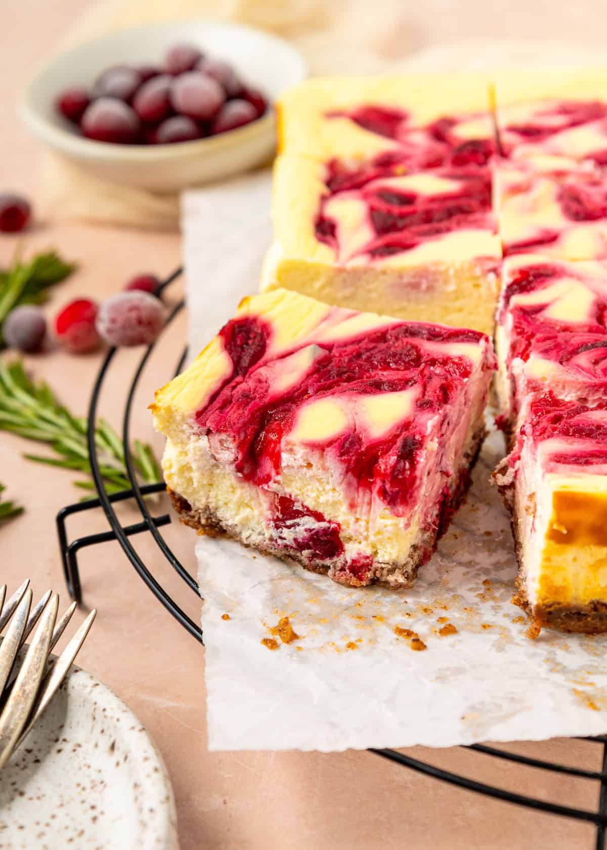 Cranberry Cheesecake Bars - Recipe photo by livingchirpy