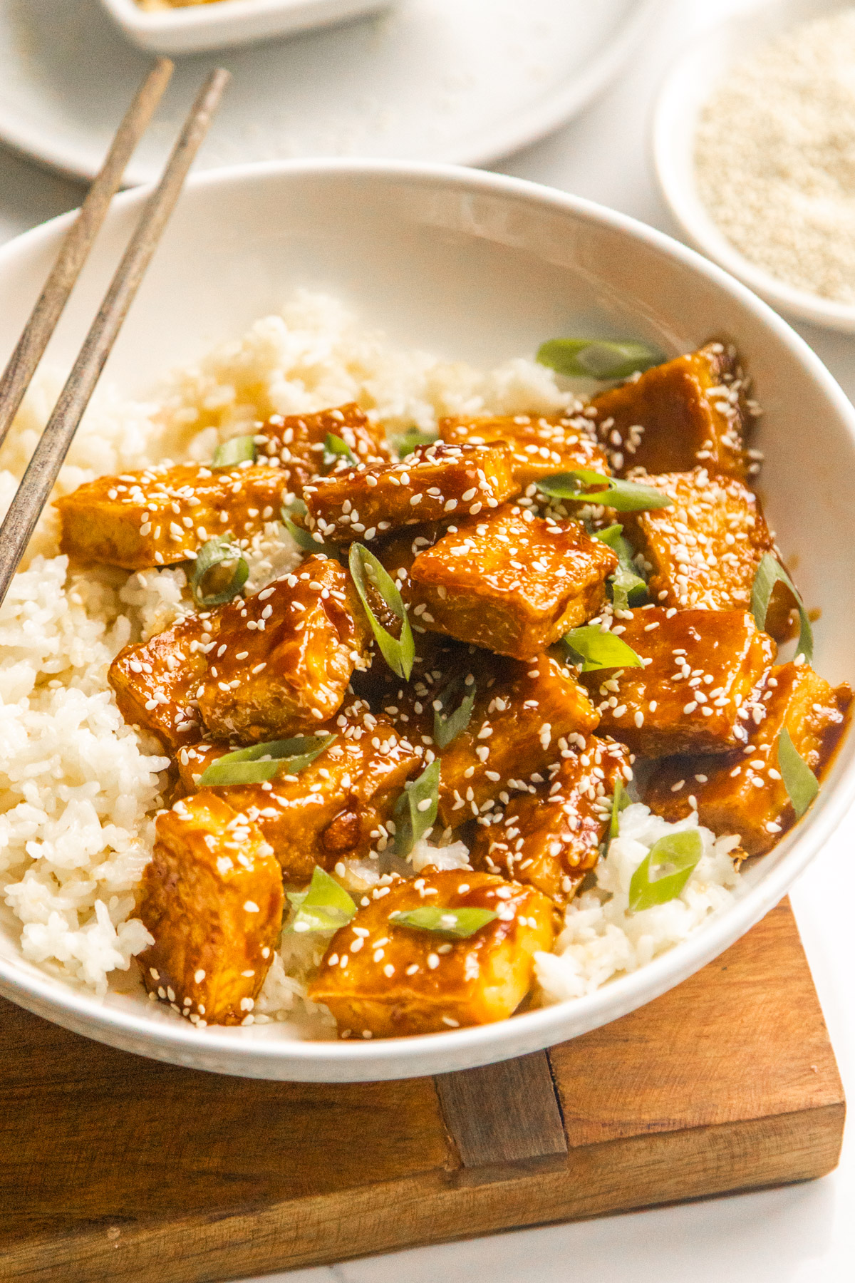 Sticky Maple Glazed Tofu - Recipe photo by becoming you with julie