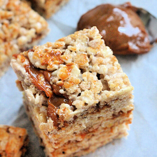 Dulce de Leche Crispy Rice Bars - Recipe photo by recipesmymomgavemeblog