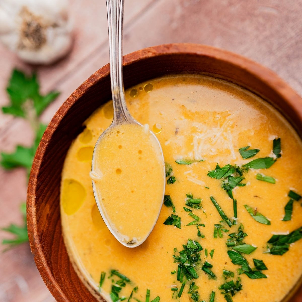 Cozy Garlic Soup - Recipe photo by moon and spoon and yum.