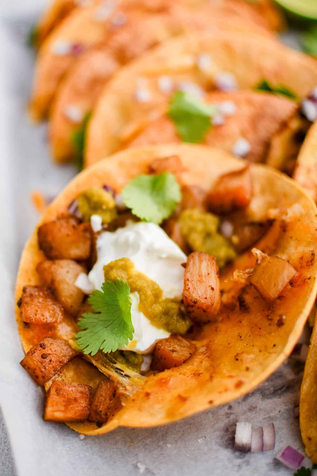 Fried Potato Tacos - Recipe photo by TheSaltyMarshmallow