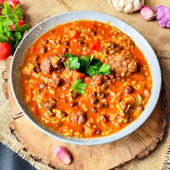 Adzuki Bean Stew with Brown Rice - Recipe photo by Dishing Out Plants
