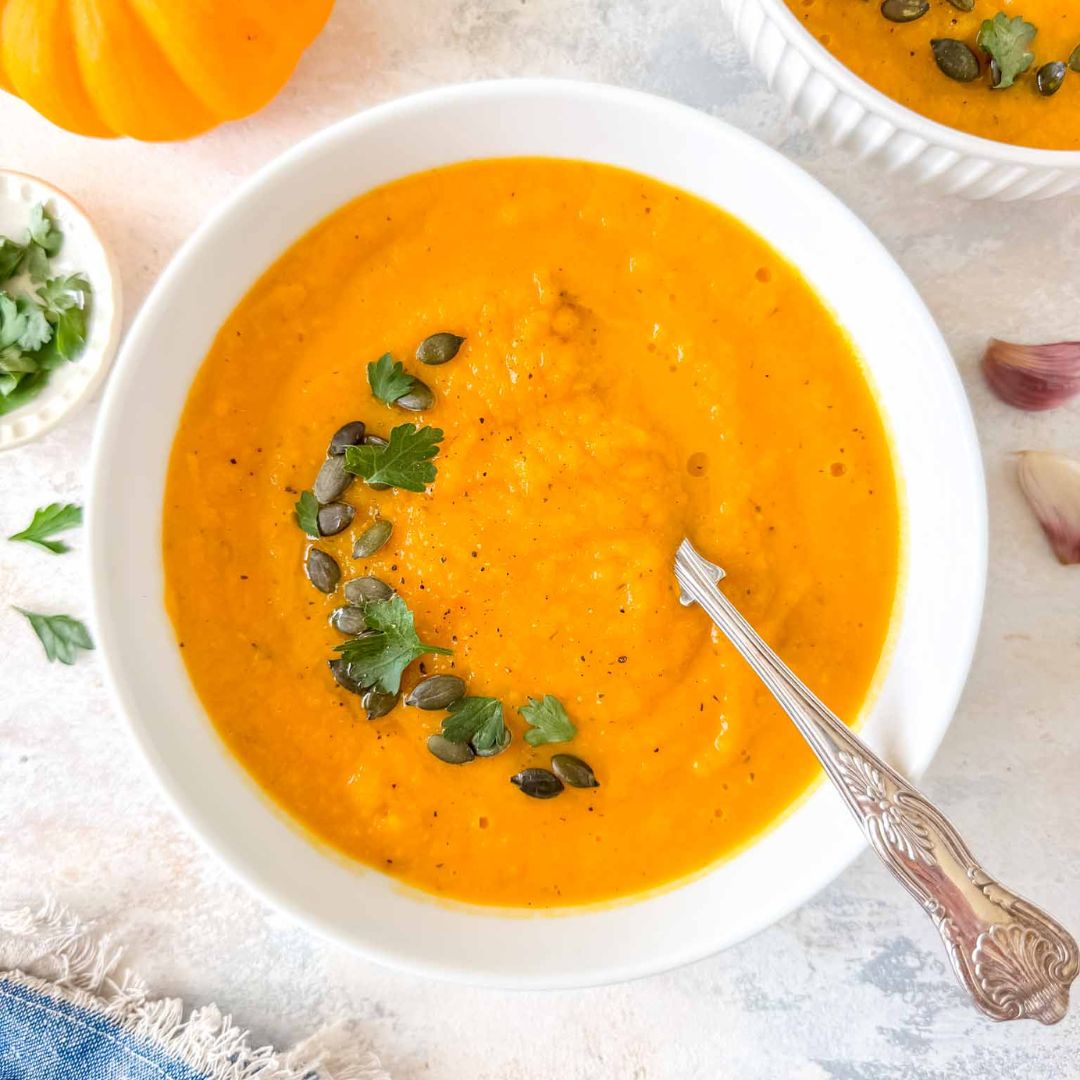 Roast Butternut Squash Carrot Soup - Recipe photo by Low Histamine Kitchen