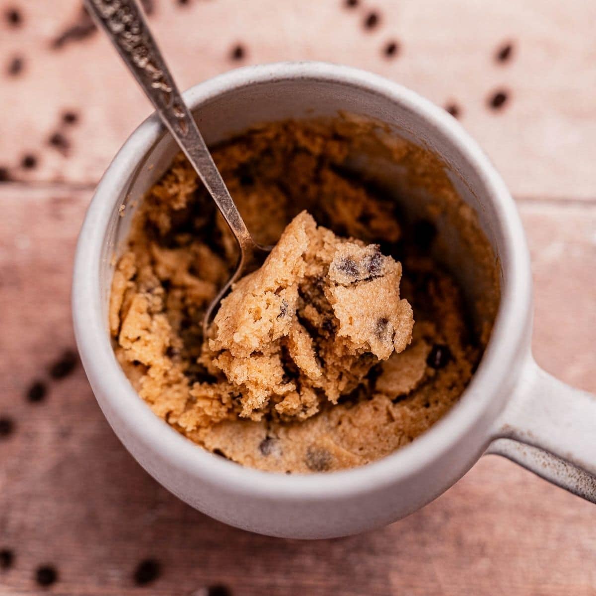 Oat Flour Chocolate Chip Tahini Mug - Recipe photo by moon and spoon and yum.