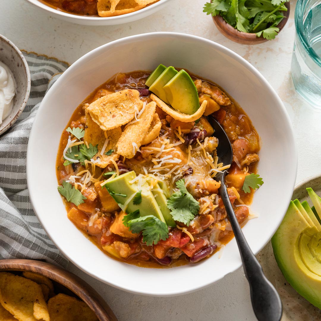 Turkey Pumpkin Chili - Recipe photo by nourishandfete