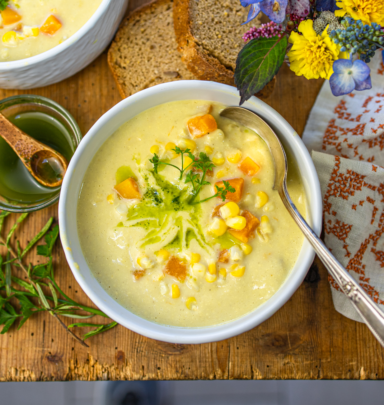 Easy Corn Chowder – no cream - Recipe photo by a zest for life