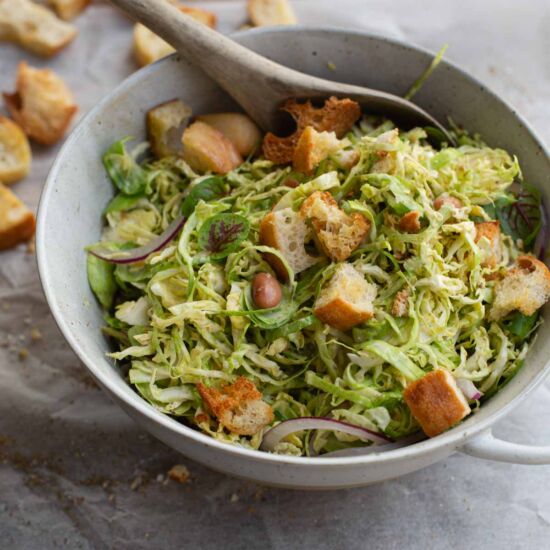 Brussels Sprout Caesar Salad - Recipe photo by My Goodness Kitchen