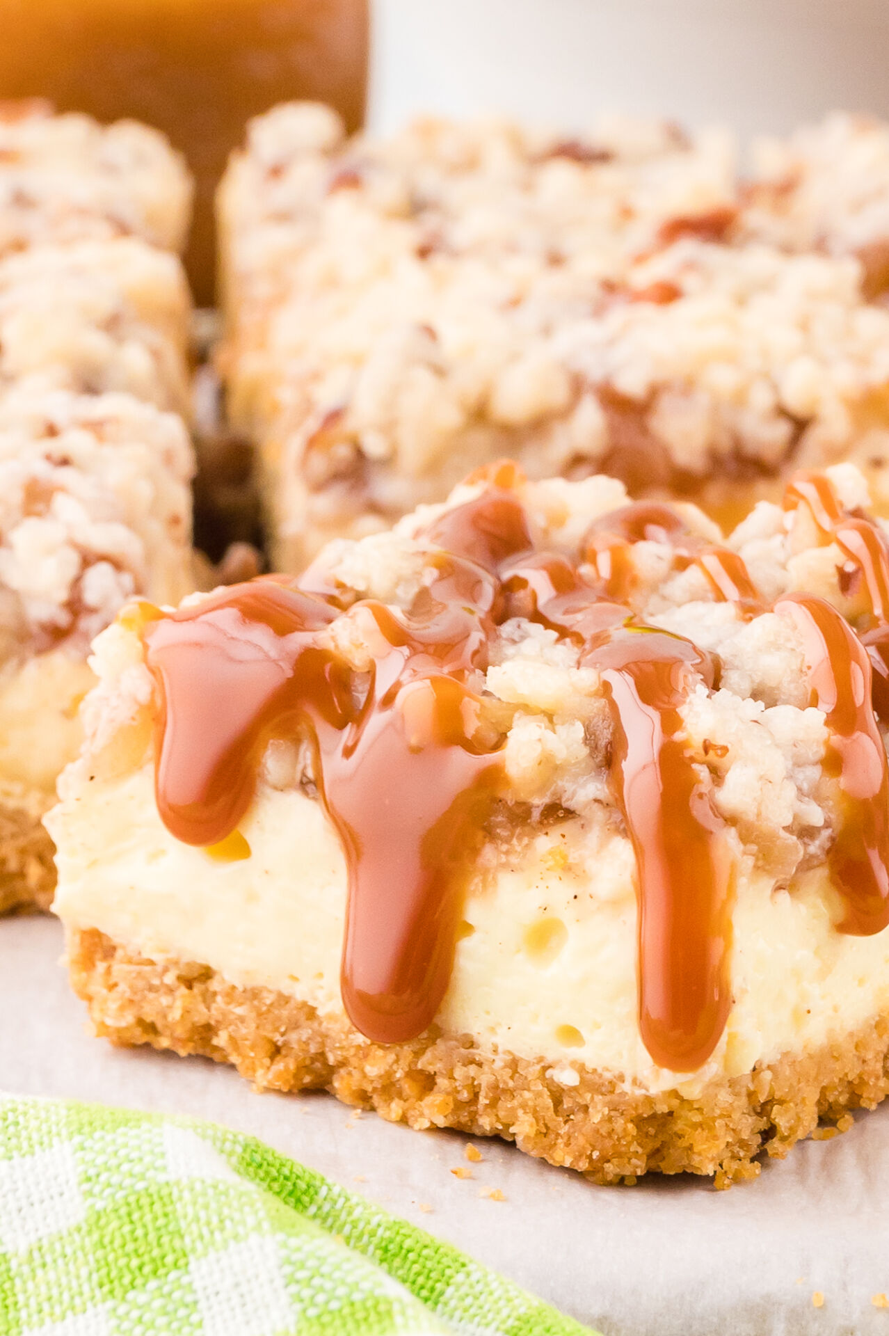 Caramel Apple Cheesecake Bars - Recipe photo by Tessies Table