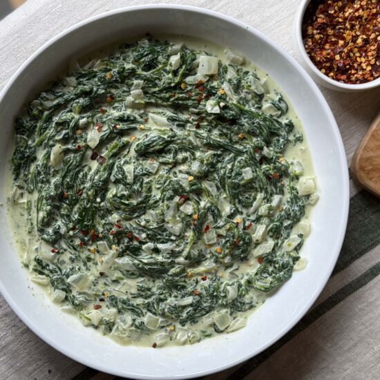 Vegan Creamed Spinach - Recipe photo by pestoandpotatoes