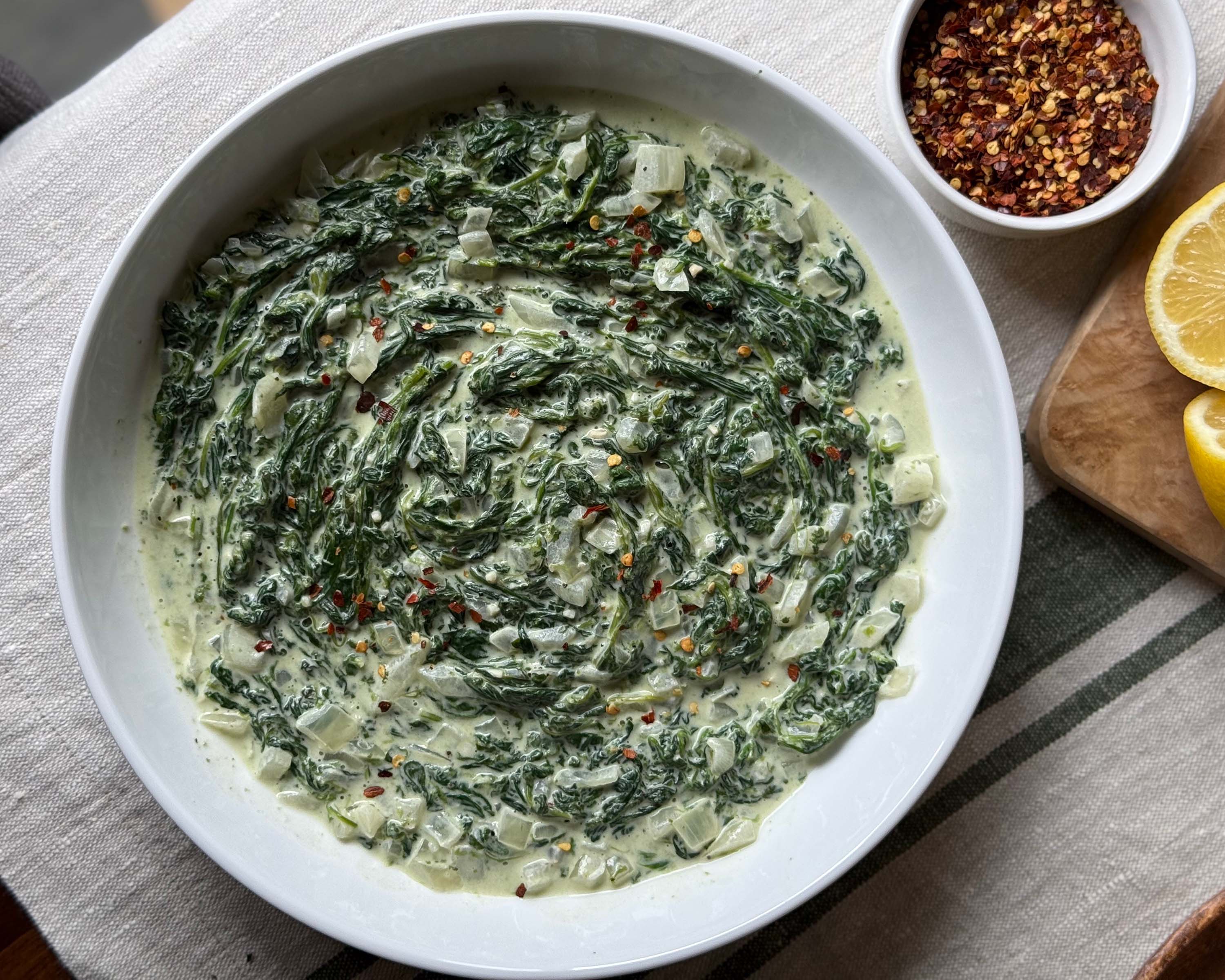 Vegan Creamed Spinach - Recipe photo by pestoandpotatoes