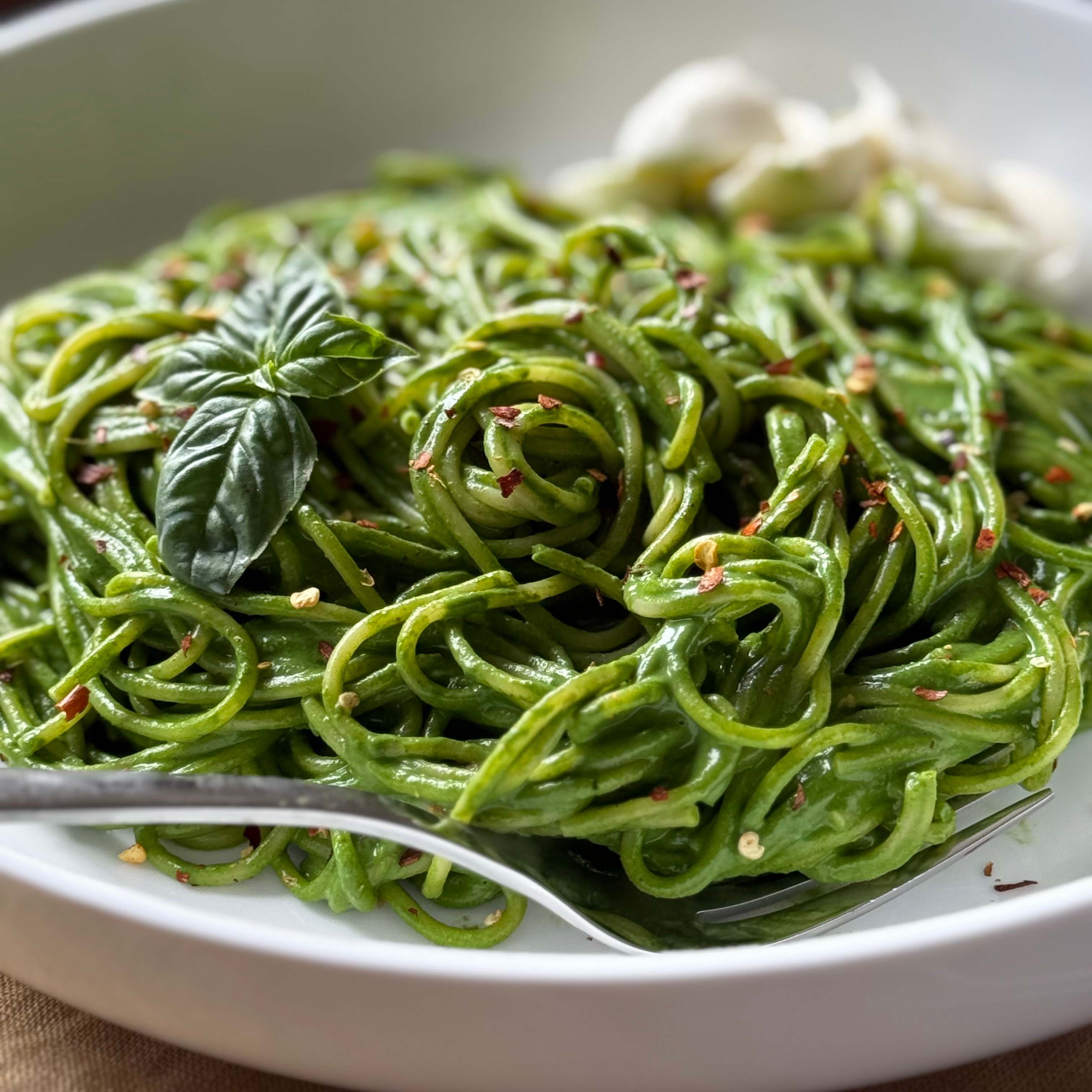 Pasta in Spinach Sauce - Recipe photo by pestoandpotatoes