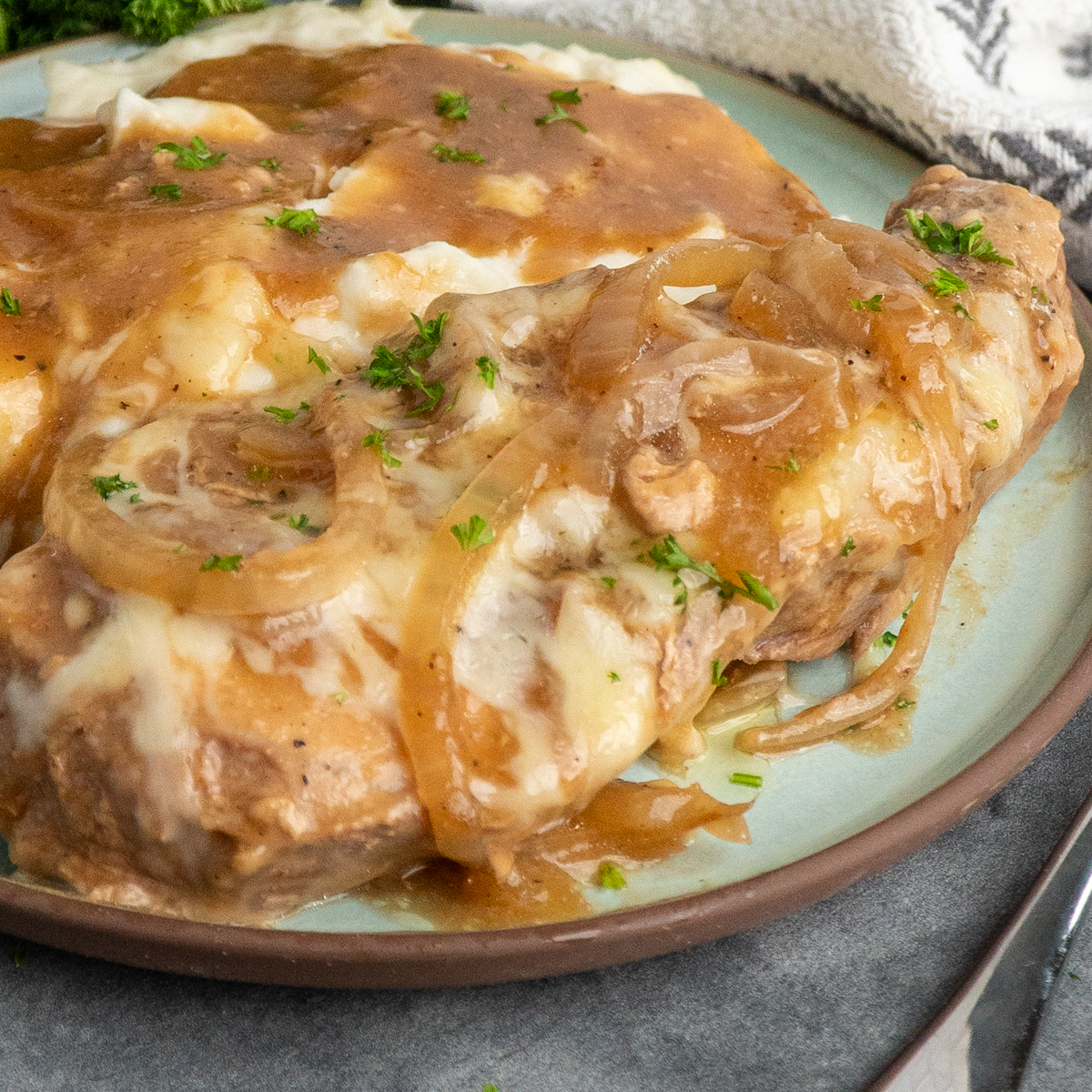 Crock Pot French Onion Pork Chops - Recipe photo by SlowCookerMeals