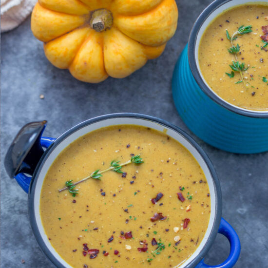 Roasted Curry Pumpkin Soup - Recipe photo by thatgirlcookshealthy