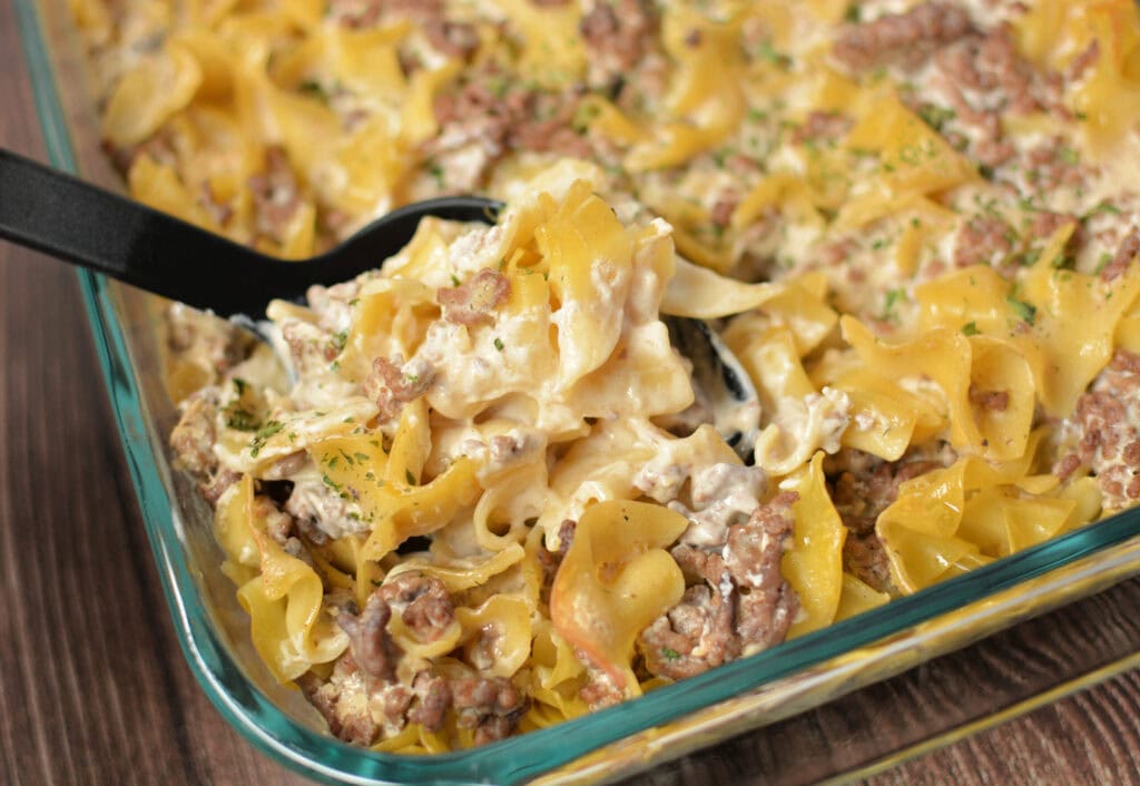 Creamy Beef Stroganoff Casserole - Recipe photo by The Cookin Chicks