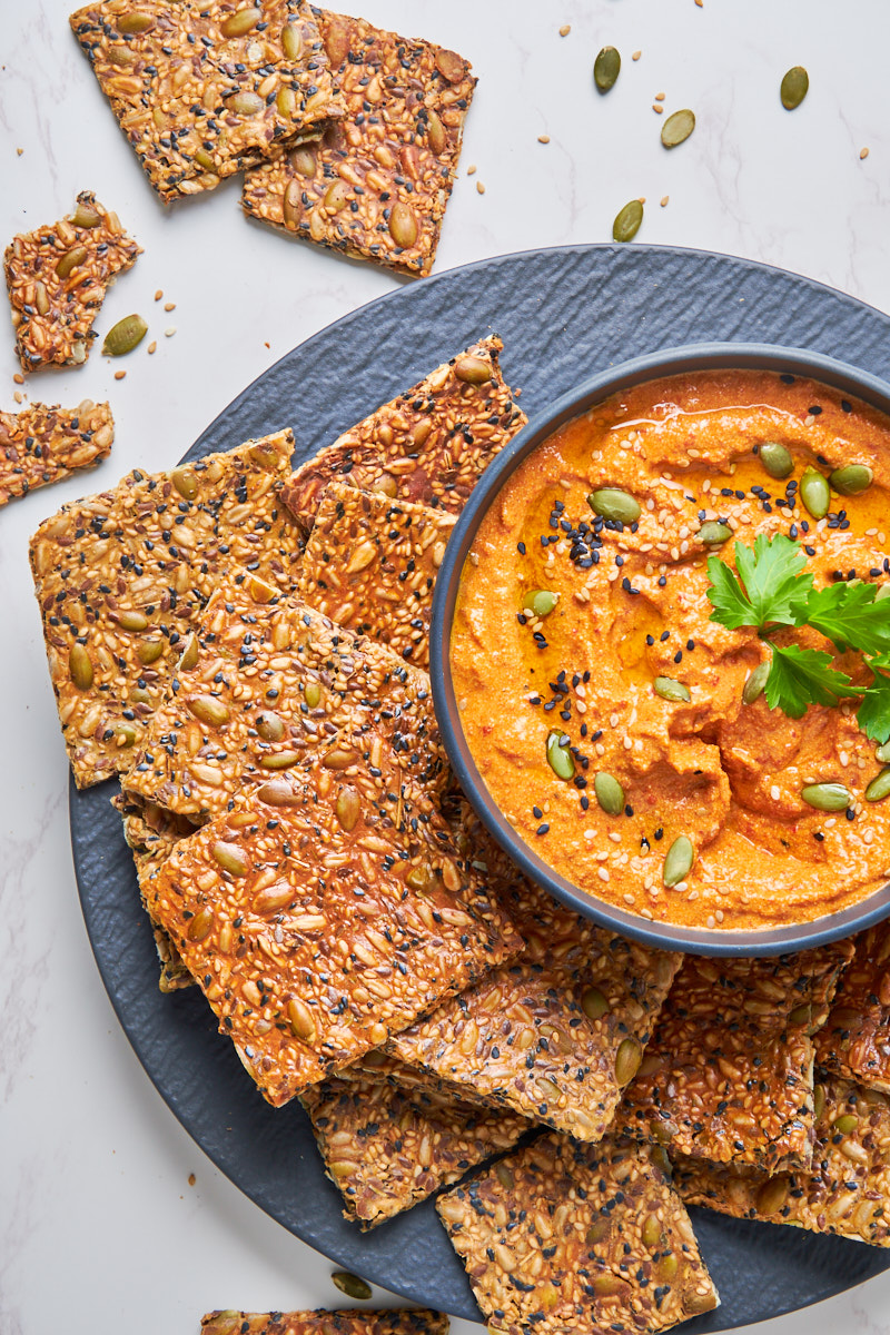 Sourdough Protein Crackers - Recipe photo by ForThePleasureOfEating