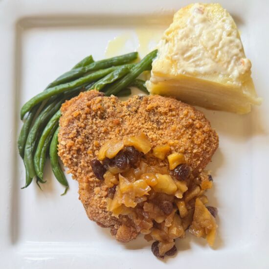 Pork Chops with Apple Chutney - Recipe photo by the good eats co