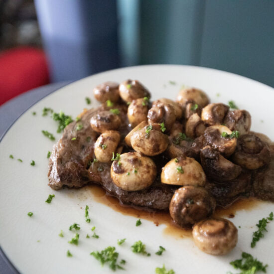 Marinated Steak with Mushrooms - Recipe photo by foodmakesmehappy