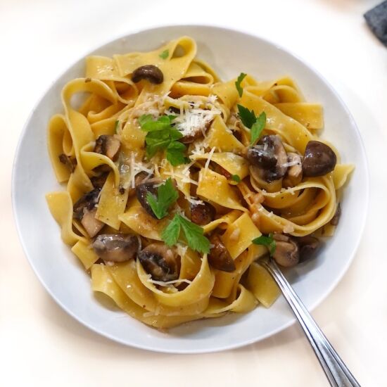 Mushroom & Garlic Pappardelle Pasta - Recipe photo by Keeping It Simple Italian