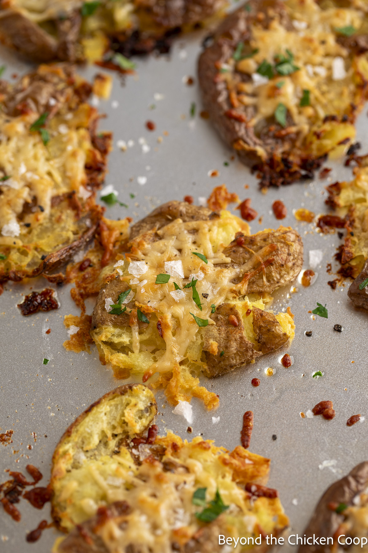 Parmesan Smashed Potatoes - Recipe photo by BeyondtheCoop