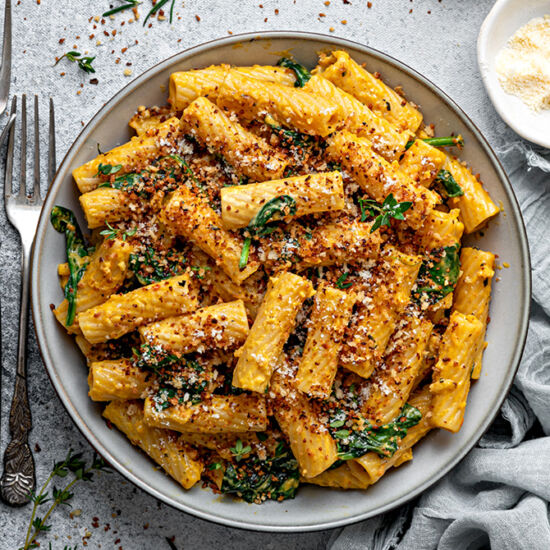 Creamy Pumpkin Pasta - Recipe photo by cubesnjuliennes