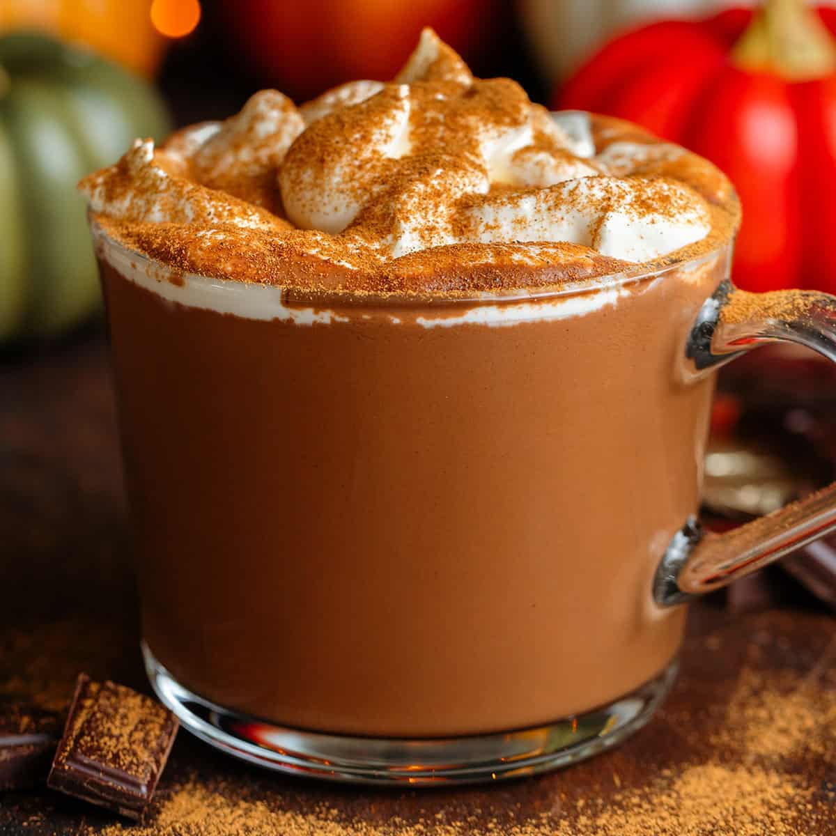 Pumpkin Spice Hot Chocolate - Recipe photo by thehealthfulideas