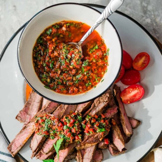 Red Chimichurri Sauce - Recipe photo by A Latin Flair