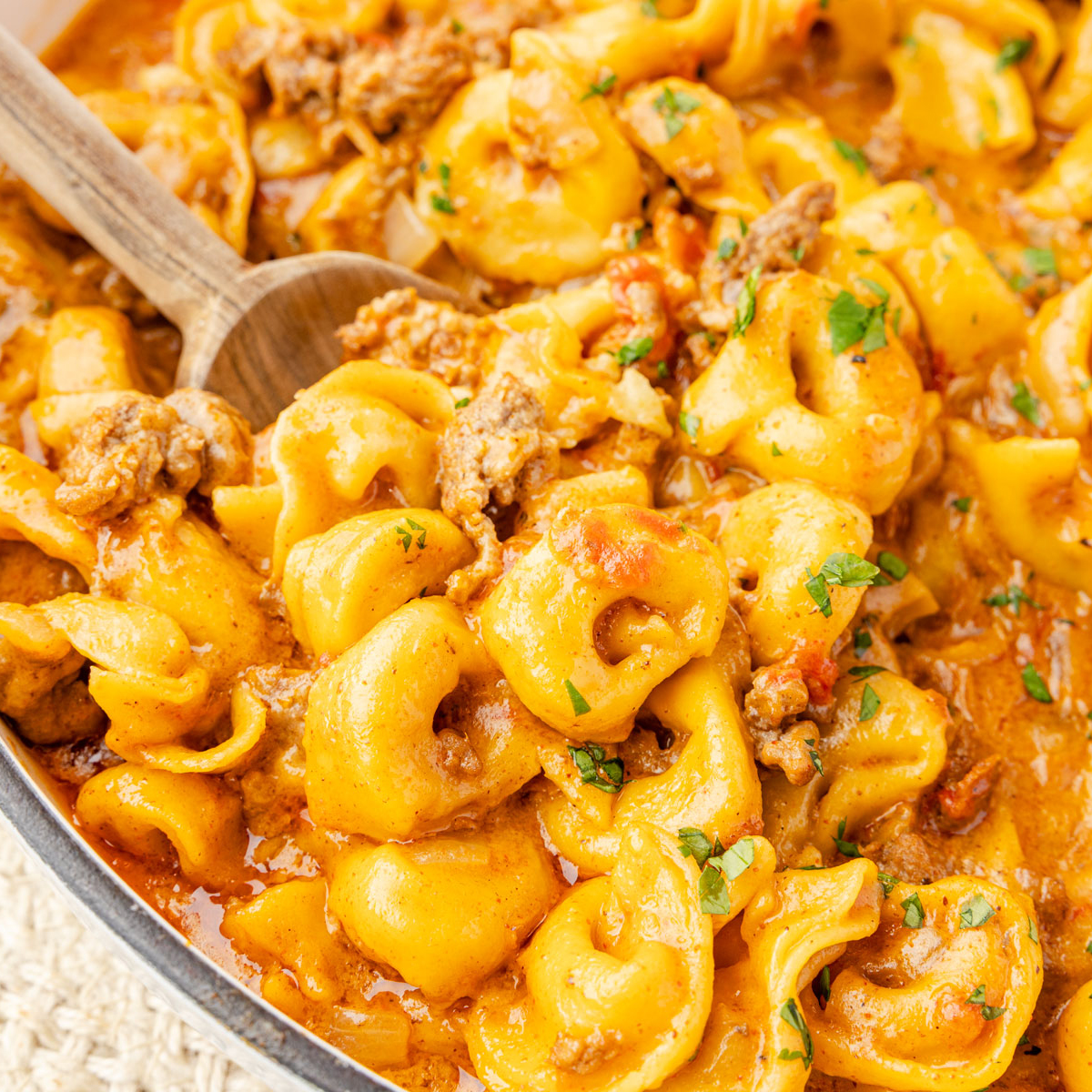 One Pot Taco Tortellini - Recipe photo by TheChaoticTable