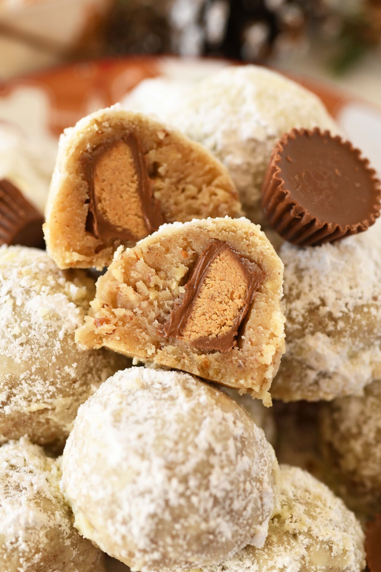 Peanut Butter Cup Stuffed Snowball - Recipe photo by SizzlingEats