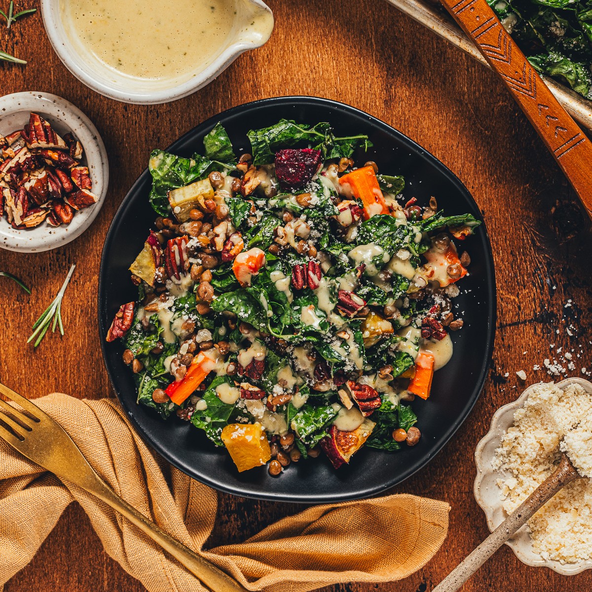 Warm Kale and Lentil Salad - Recipe photo by sweetmiscellany