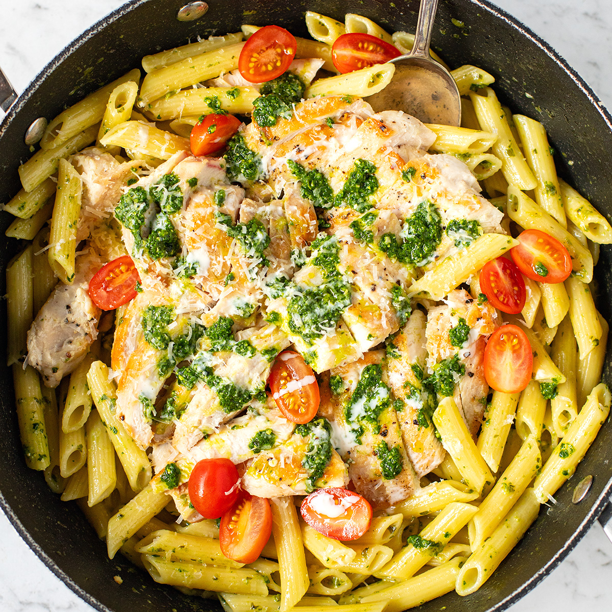Creamy Chicken Pasta With Pesto - Recipe photo by IrenaMacri