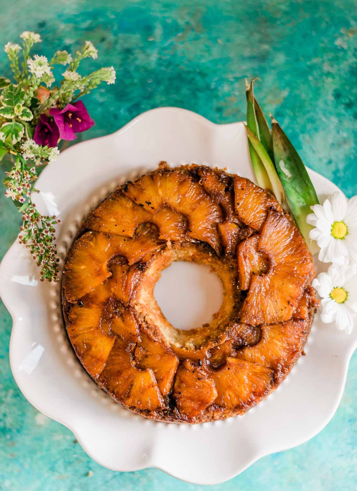 Upside Down Pineapple Rum Cake - Recipe photo by A Latin Flair