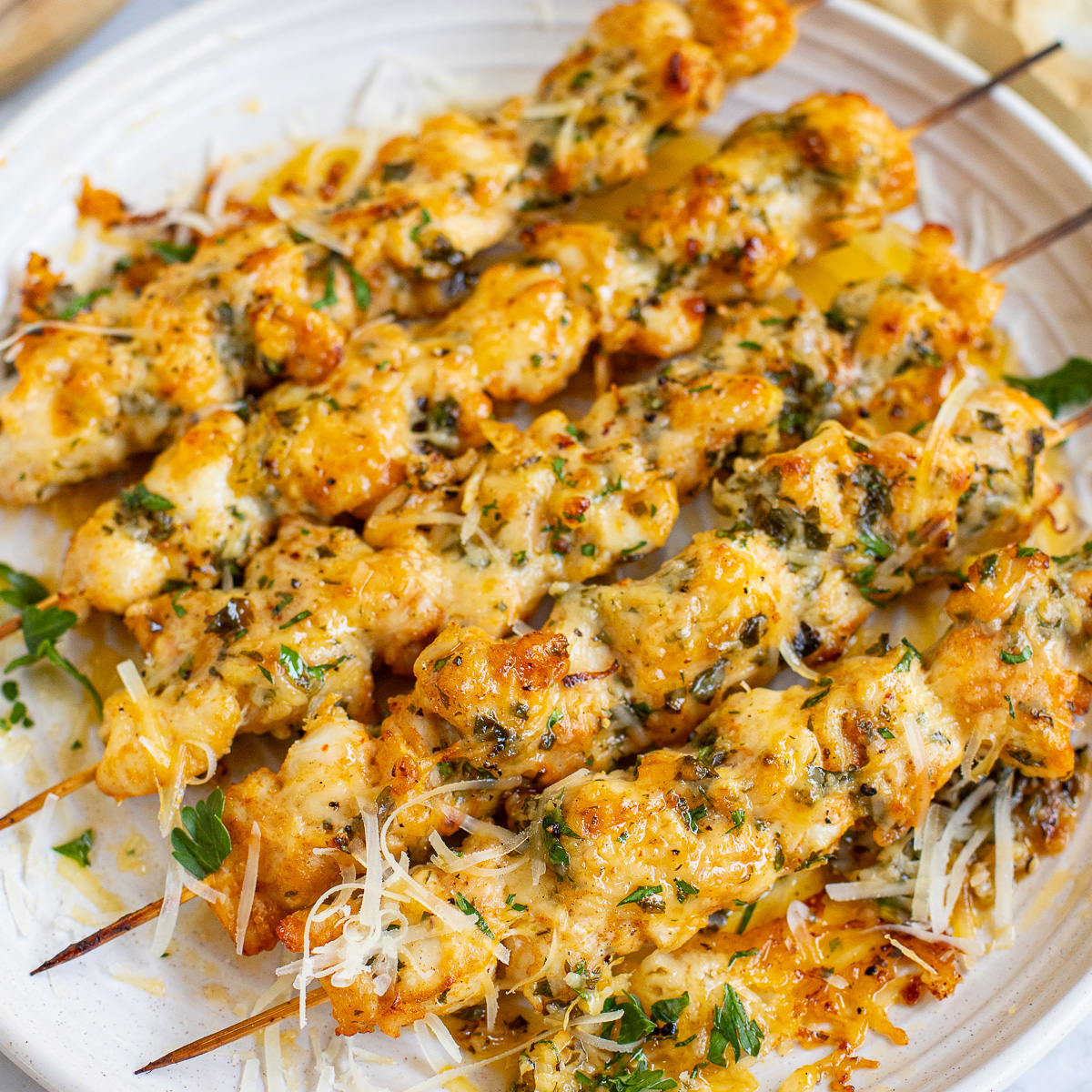 Garlic Parmesan Chicken Skewers - Recipe photo by IrenaMacri