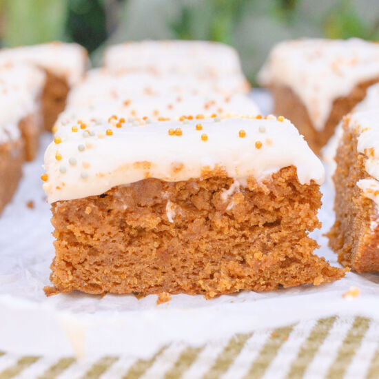 Pumpkin Spice Cake Bars - Recipe photo by simplytaralynn