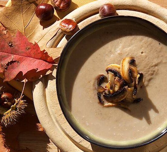 Roasted Chestnut and Mushroom Soup - Recipe photo by thetastychilli