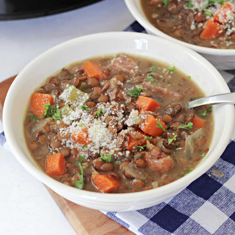 Slow Cooker Sausage and Lentil Soup - Recipe photo by ReneesKitchenAdventures