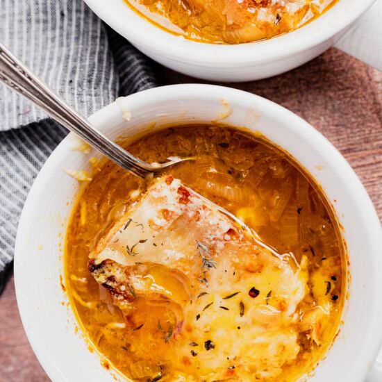 Vegetarian French Onion Soup - Recipe photo by moon and spoon and yum.