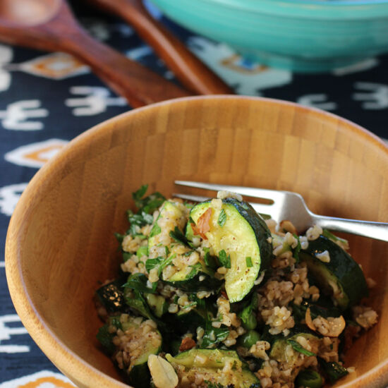 Zucchini, Pea and Bulgur Pilaf - Recipe photo by Food Gal