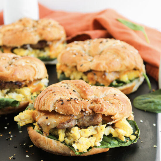 Baked Croissant Breakfast Sandwich - Recipe photo by The Cookin Chicks