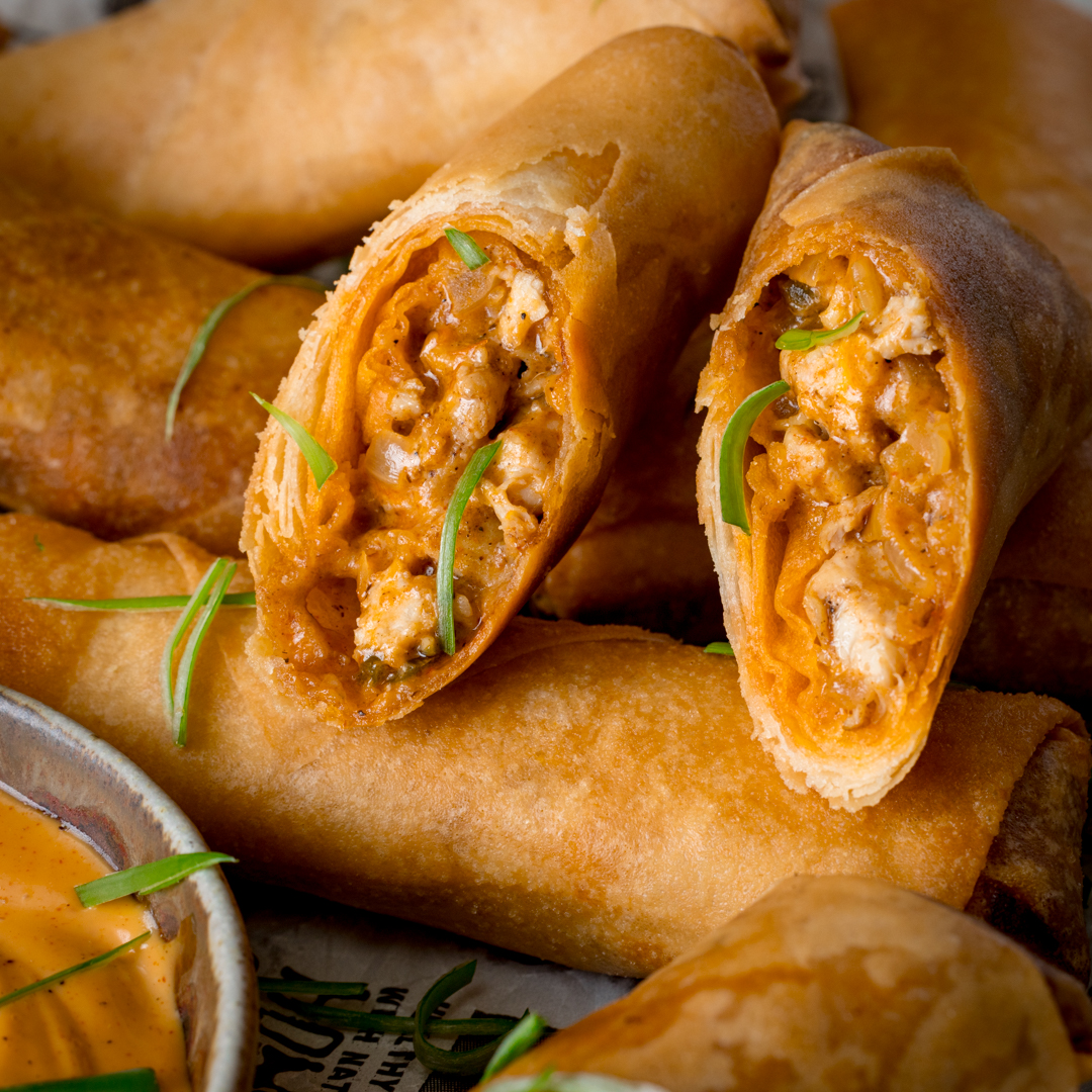 Buffalo Chicken Spring Rolls - Recipe photo by KitchenSanctuary
