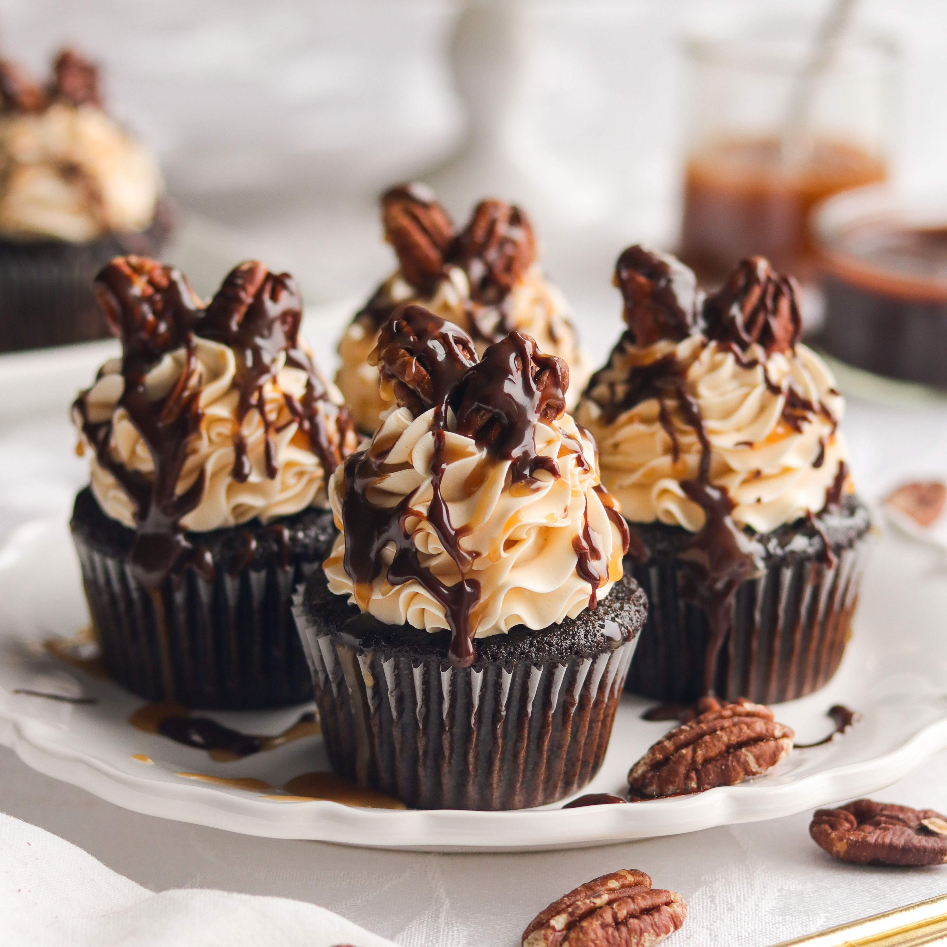 Chocolate Turtle Cupcakes - Recipe photo by A baJillian Recipes